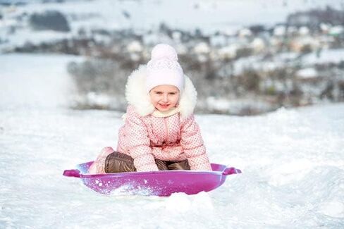 Superio Round Snow Saucer Sled- 24" Plastic Disc Sled for Kids and Adults- Heavy Duty Sled with Handles for Downhill Sledding, Winter Outdoor Sports in Kuwait
