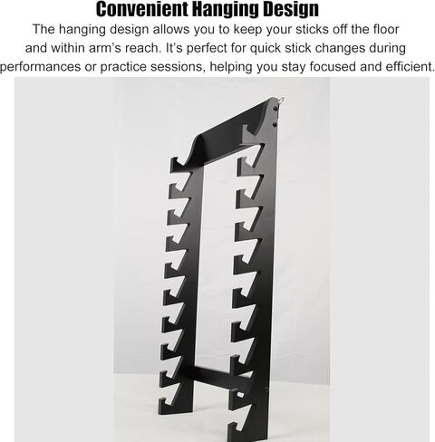 Large Capacity Drumstick Holder Display Stand 2 Pcs, Wall Mount Concert Collectibles Drum Stick Holders, DrumStick Display Frame for Lightsabers/Violin Bows, Black-Set of 2 in Kuwait