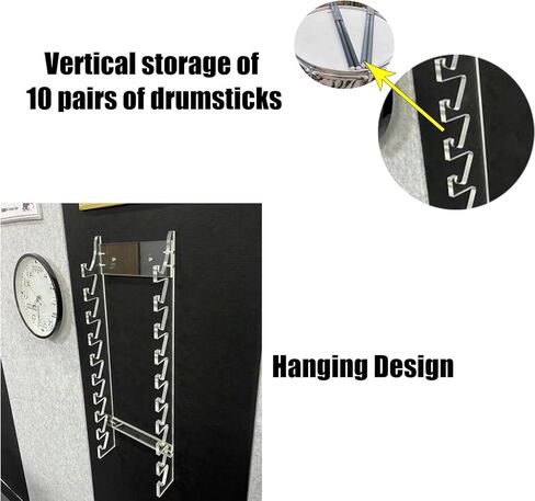 Large Capacity Drumstick Holder Display Stand 2 Pcs, Wall Mount Concert Collectibles Drum Stick Holders, DrumStick Display Frame for Lightsabers/Violin Bows, Black-Set of 2 in Kuwait