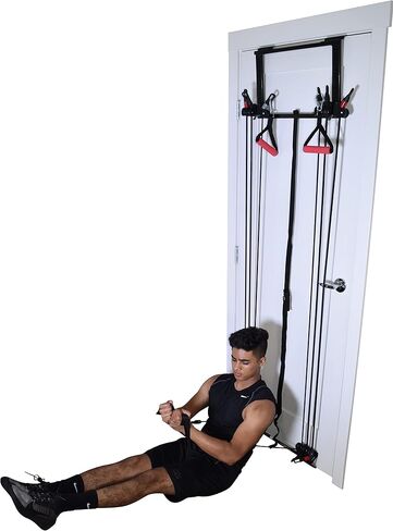 Complete Door Gym Full Body Workout | Home Gym Fitness Exercise System Total Body Strength Training | Includes Heavy Duty Resistance Bands, Straight Bar, 2x Hand Grips, 2x Ankles Straps, DVD in Saudi Arabia