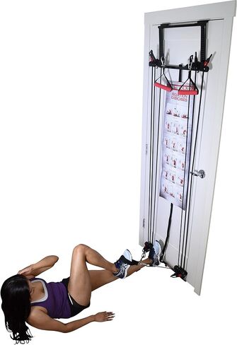 Complete Door Gym Full Body Workout | Home Gym Fitness Exercise System Total Body Strength Training | Includes Heavy Duty Resistance Bands, Straight Bar, 2x Hand Grips, 2x Ankles Straps, DVD in Saudi Arabia