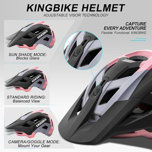 خوذة دراجة جبلية احترافية من KINGBIKE مع قناع قابل للتعديل من 3 مستويات وحامل كاميرا عمل، خوذة دراجة MTB للبالغين والرجال والنساء، معتمدة من NTA-8776 لسلامة الدراجة الإلكترونية in Kuwait