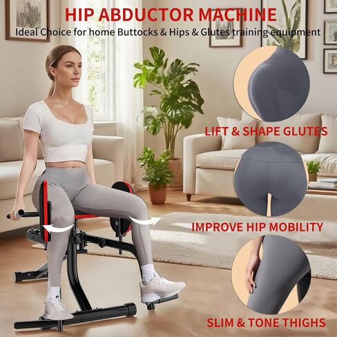 2 in 1 Hip Abductor Adductor Machine for Home Gym, 6-Level Thigh & Glute Workout Equipment for Toned Inner/Outer Thighs & Lifted Booty, Compact Leg Exercise Machine for Women & Men in Saudi Arabia