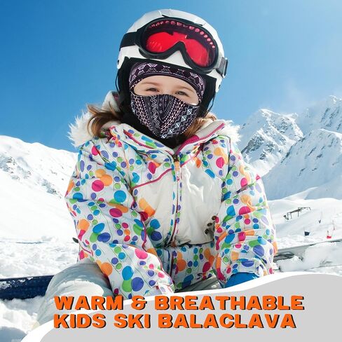 Kids Ski Mask, Winter Warm Breathable Balaclava for Boys&Girls, Windproof Kids Fleece Neck Warmer for Skiing in Saudi Arabia