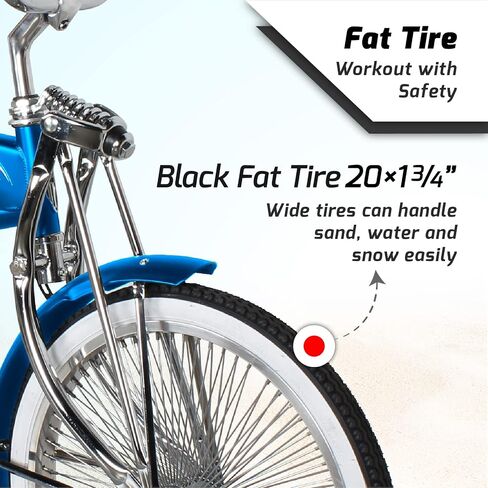 Tracer Retro Beach Cruiser للبالغين، عجلات 20 بوصة، إطار 1.75، دراجة المدينة، مقعد موزة ريترو شوكة Lowrider Springer، مقود عالي الارتفاع - متعدد الألوان in Saudi Arabia