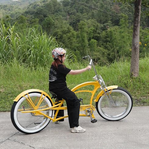 Tracer Scorpion Pro DTS Cruiser Bike 26 Inch, 3.0 Fat Tire Stretch Chopper Bicycle, Single Speed for Adult Men and Women, Cruiser Bike Oversized U-tpye Hi-Ten Steel Frame in Saudi Arabia