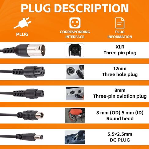 54.6V 1.6A Electric Scooter Charger for 48V Lithium Battery, 5-in-1 Plug Smart Ebike Charger Compatible with Jetson, Gotrax, Razor,Segway, Swagtron, Hiboy, Lectric XP and More in Saudi Arabia