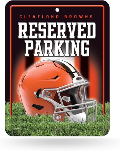 Rico Industries NFL Football Cleveland Browns Team Color 8.5" x 11" Carbon Fiber Metal Parking Sign - Great for Man Cave, Bed Room, Office, Home Décor in Saudi Arabia