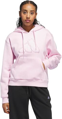 adidas Women's Seasonal Essentials Ruffled Big Logo Graphic Hoodie in Kuwait