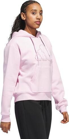 adidas Women's Seasonal Essentials Ruffled Big Logo Graphic Hoodie in Kuwait