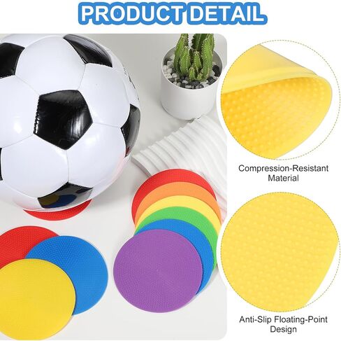 PATIKIL Spot Markers 4 Inch, 6 Pcs Non-Slip Floor Dots Agility Markers Flat Field Cones Poly Dots for Gym PE Speed Training Dance Soccer Basketball Sports, Yellow/Green in Saudi Arabia