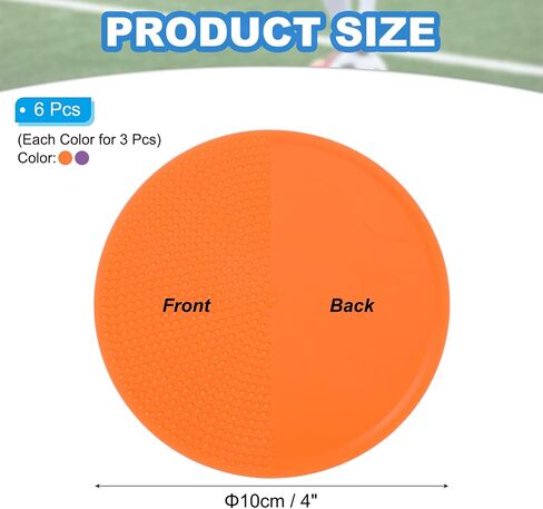 PATIKIL Spot Markers 4 Inch, 6 Pcs Non-Slip Floor Dots Agility Markers Flat Field Cones Poly Dots for Gym PE Speed Training Dance Soccer Basketball Sports, Orange/Purple in Saudi Arabia