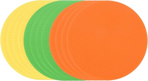 PATIKIL Spot Markers 4 Inch, 12 Pcs Non-Slip Floor Dots Agility Markers Flat Field Cones Poly Dots for Gym PE Speed Training Dance Soccer Basketball Sports, Yellow/Green/Orange in Saudi Arabia