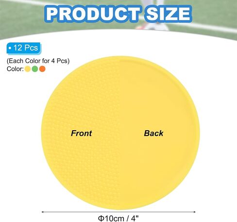 PATIKIL Spot Markers 4 Inch, 12 Pcs Non-Slip Floor Dots Agility Markers Flat Field Cones Poly Dots for Gym PE Speed Training Dance Soccer Basketball Sports, Yellow/Green/Orange in Saudi Arabia