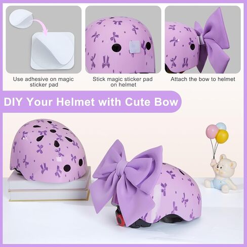 خوذة للأطفال من عمر 8 إلى 14 عامًا مع مجموعة وسادات للركبة ووسادات للكوع، خوذة دراجة للأطفال مع قوس يمكنك صنعه بنفسك، خوذات للفتيات الشباب قابلة للتعديل لدراجة سكوتر ولوح التزلج in Kuwait