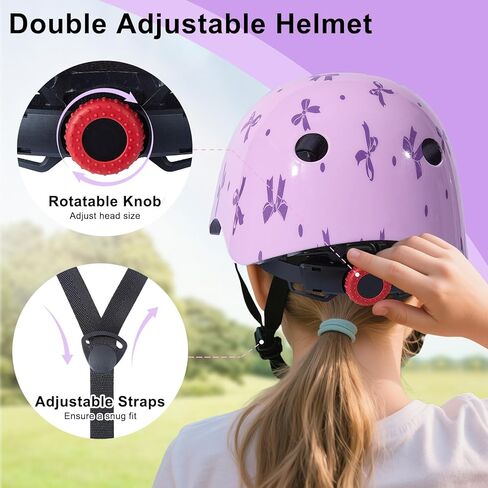خوذة للأطفال من عمر 8 إلى 14 عامًا مع مجموعة وسادات للركبة ووسادات للكوع، خوذة دراجة للأطفال مع قوس يمكنك صنعه بنفسك، خوذات للفتيات الشباب قابلة للتعديل لدراجة سكوتر ولوح التزلج in Kuwait