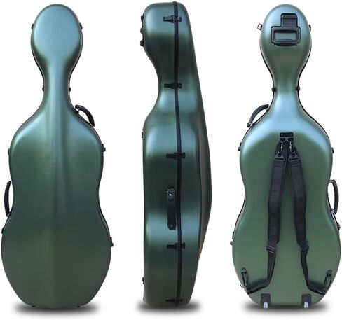 Cello Case 4/4 Carbon Fiber Ultra Lightweight Durable Hard Shell Professional Case with Wheels&Built-in Handles,Travel (dark green) in Saudi Arabia