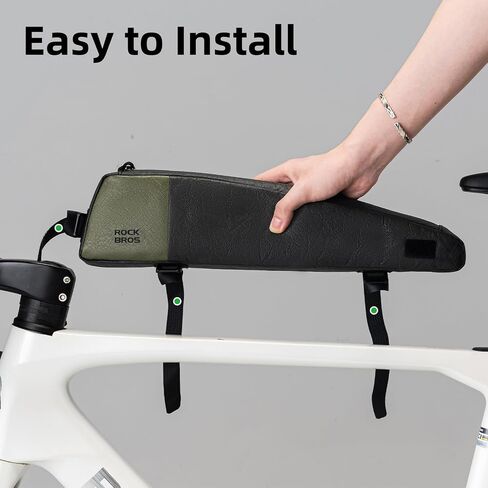 ROCKBROS Top Tube Bike Bag Fashion Extra Long Lightweight Bicycle Frame Bag E-bike Accessories for Women Men Cycling Fits for Outdoor MBT Mountain Road Bike Gear Black Green in Saudi Arabia