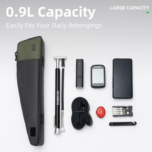 ROCKBROS Top Tube Bike Bag Fashion Extra Long Lightweight Bicycle Frame Bag E-bike Accessories for Women Men Cycling Fits for Outdoor MBT Mountain Road Bike Gear Black Green in Saudi Arabia