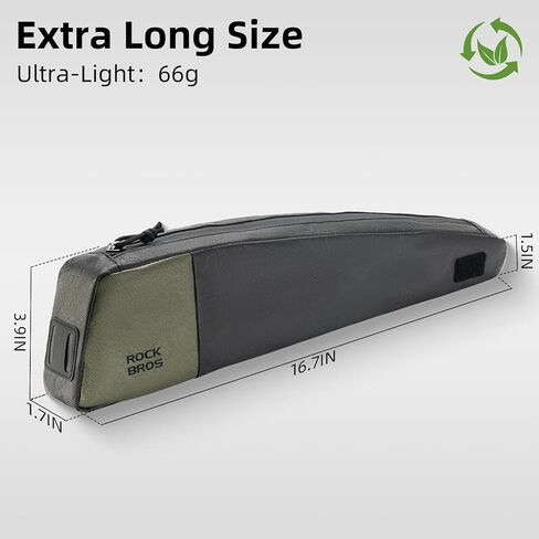 ROCKBROS Top Tube Bike Bag Fashion Extra Long Lightweight Bicycle Frame Bag E-bike Accessories for Women Men Cycling Fits for Outdoor MBT Mountain Road Bike Gear Black Green in Saudi Arabia