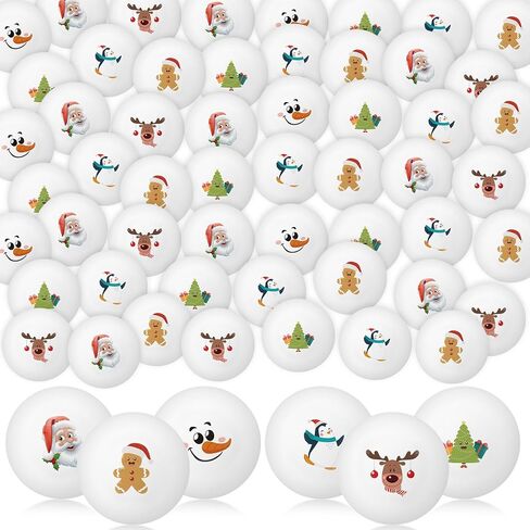 60 Pcs Christmas Table Tennis Balls 40mm Table Tennis Santa Claus Christmas Tree Gingerbread Man Reindeer Snowman Penguin Beer Balls for Xmas Party Favors Playing Decoration Props in Saudi Arabia