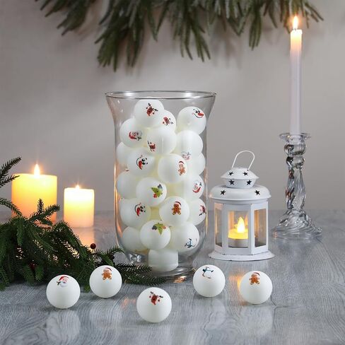 60 Pcs Christmas Table Tennis Balls 40mm Table Tennis Santa Claus Christmas Tree Gingerbread Man Reindeer Snowman Penguin Beer Balls for Xmas Party Favors Playing Decoration Props in Saudi Arabia