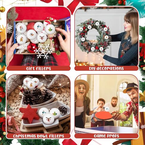 60 Pcs Christmas Table Tennis Balls 40mm Table Tennis Santa Claus Christmas Tree Gingerbread Man Reindeer Snowman Penguin Beer Balls for Xmas Party Favors Playing Decoration Props in Saudi Arabia