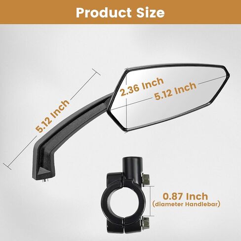 Handlebar Bike Mirror, HD Convex Glass Rear View Mirror with Shatterproof Film, 360° Adjustable Bicycle Mirror for MTB & E-Bike, Fits 21-26mm Handlebars, Left Side Only(Chequer) in Kuwait