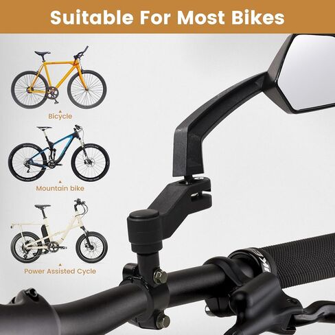 Handlebar Bike Mirror, HD Convex Glass Rear View Mirror with Shatterproof Film, 360° Adjustable Bicycle Mirror for MTB & E-Bike, Fits 21-26mm Handlebars, Left Side Only(Chequer) in Kuwait