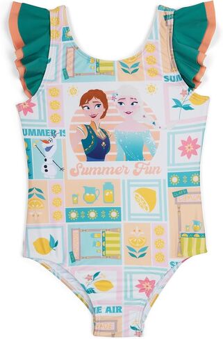 Disney Frozen Girls UPF 50+ One Piece Bathing Suit Toddler to Big Kid Sizes (2T - 10-12) in Saudi Arabia