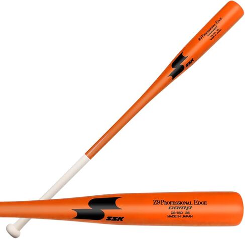 SSK Z9 Professional Edge Comp Coaches Wood Fungo Bat 33 بوصة 35 بوصة 37 بوصة - البيسبول والكرة اللينة - أكثر من 22 لونًا - ضمان 60 يومًا (33 بوصة، طبيعي/برتقالي/أسود) in Saudi Arabia