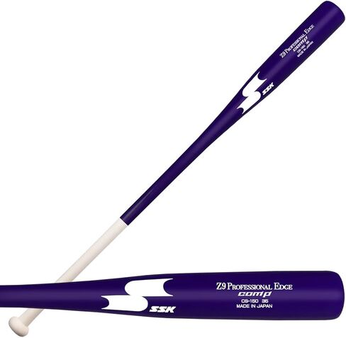 SSK Z9 Professional Edge Comp Coaches Wood Fungo Bat 33 بوصة 35 بوصة 37 بوصة - البيسبول والكرة اللينة - أكثر من 22 لونًا - ضمان 60 يومًا (33 بوصة، طبيعي/أرجواني/أبيض) in Saudi Arabia