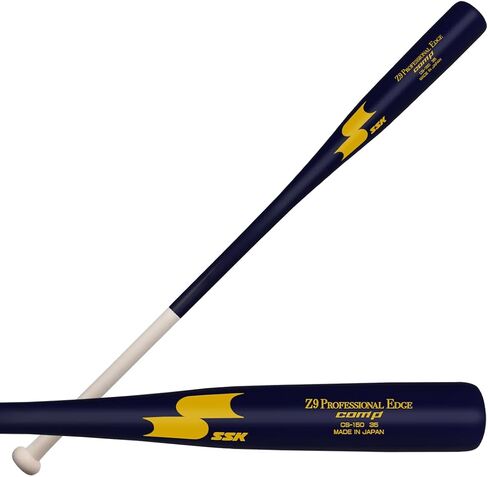 SSK Z9 Professional Edge Comp Coaches Wood Fungo Bat 33" 35" 37" - Baseball & Softball – 22+ Colors - 60 Day Warranty (33", Natural/Navy/Yellow) in Saudi Arabia