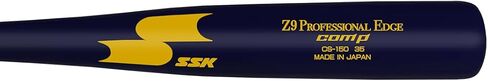 SSK Z9 Professional Edge Comp Coaches Wood Fungo Bat 33" 35" 37" - Baseball & Softball – 22+ Colors - 60 Day Warranty (33", Natural/Navy/Yellow) in Saudi Arabia