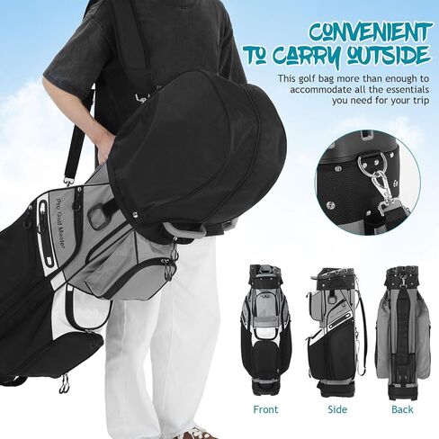 TOYANDONA Golf Bag for Men and Women, Golf Cart Bag with 14 Way Organizer Top Divider Multiple 11 Pockets Large Capacity, Premium Cart Pack with Dual Handles and Rain Cover for Club Protection in Saudi Arabia