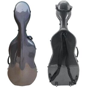 4/4 Full Szie Cello Case Hard - Carbon Fiber Cello Box with Embedded Handle, Wheels & Adjustable Straps White, Professional Travel Protection in Kuwait