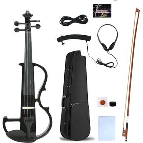 Yinfente Electric Violin 4/4 Full Size Silent 4 String Student Beginner Violin Ebony Fittings With Case Bow Shoulder rest Rosin Cable Headphone in Kuwait