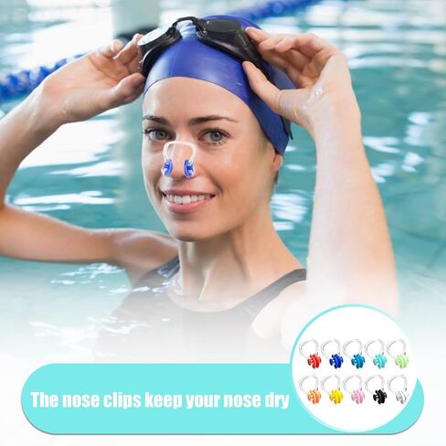 10 Pcs 10 Colors Nose Clips Swimming, Nose Plug Reusable Waterproof Nose Protector, Waterproof Training Swim Nose Protector Plug, for Swimmers, Beginners in Saudi Arabia