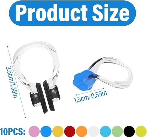 10 Silicone Nose Clips for Swimming, Waterproof Nose Plugs for Aquatic Activities in Saudi Arabia