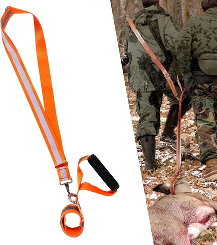 Deer Drag Rope, Deer Hunting Drag Rope with Reflective Shoulder Straps Detachable Connector Deer Dragging Tool Easy to Carry Deer Drag and Harness Deer Hunting Accessories in Saudi Arabia