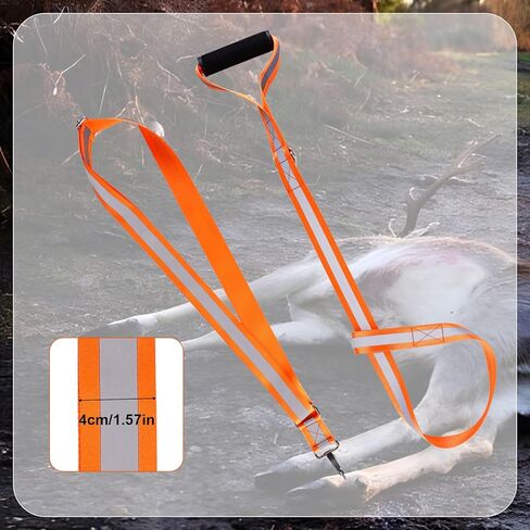Deer Drag Rope, Deer Hunting Drag Rope with Reflective Shoulder Straps Detachable Connector Deer Dragging Tool Easy to Carry Deer Drag and Harness Deer Hunting Accessories in Saudi Arabia