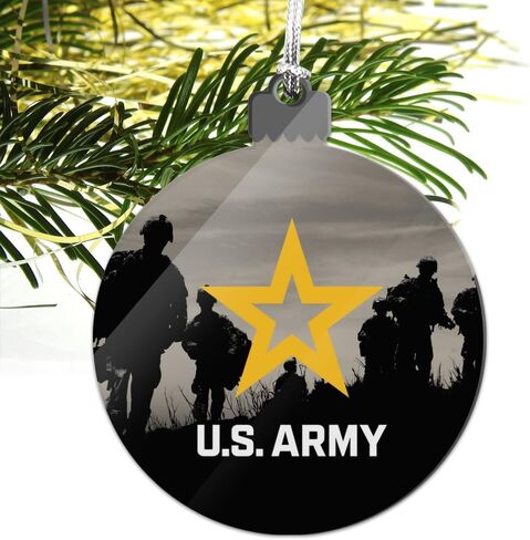 GRAPHICS & MORE U.S. Army Logo with Soldier Silhouettes Acrylic Christmas Tree Holiday Ornament in Saudi Arabia