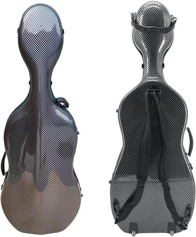 4/4 Full Szie Cello Case Hard - Carbon Fiber Cello Box with Embedded Handle, Wheels & Adjustable Straps White, Professional Travel Protection in Kuwait