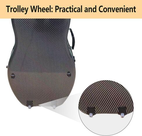 4/4 Full Szie Cello Case Hard - Carbon Fiber Cello Box with Embedded Handle, Wheels & Adjustable Straps White, Professional Travel Protection in Kuwait