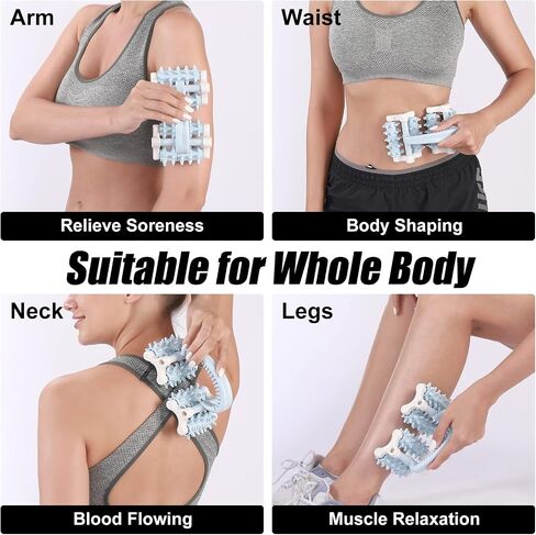 olelo Fascia Blaster, Fascia Blaster for Cellulite, Massage Roller with 20 Wheels for Deep Tissue Myofascial Release, Muscle Roller Stick Relieves Back, Neck, Leg Pain, Blue in Saudi Arabia