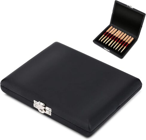 Oboe Reeds Case, PU Leather Reeds Case Holder Wooden Oboe Storage Box Musical Instrument Accessories for Practice Use (10PCS) in Saudi Arabia