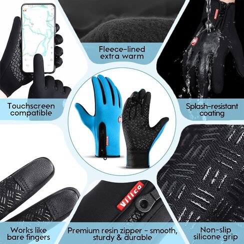 Insulated Thermal Winter Gloves with Touchscreen Compatibility - Waterproof Design for Outdoor Sports in Saudi Arabia