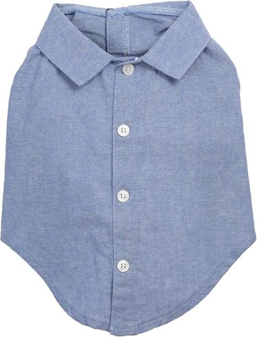 The Worthy Dog Chambray Button Up Look Pet Shirt, Soft Comfortable & Adjustable Lightweight Cotton Chambray Fabric, Blue - Small in Saudi Arabia