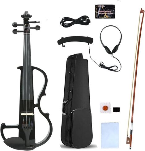 Yinfente Electric Violin 4/4 Full Size Silent 4 String Student Beginner Violin Ebony Fittings With Case Bow Shoulder rest Rosin Cable Headphone in Saudi Arabia