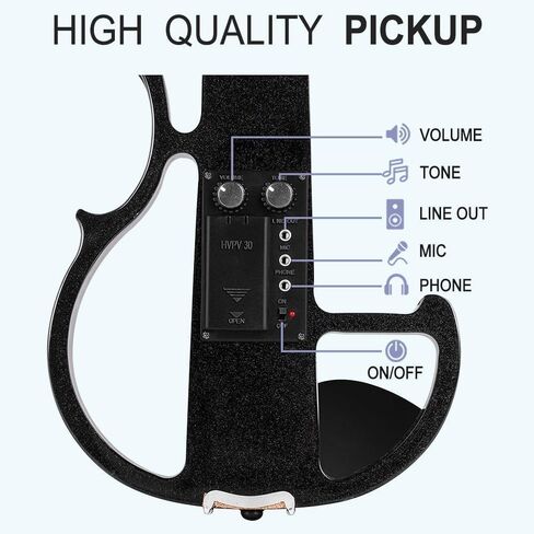 Yinfente Electric Violin 4/4 Full Size Silent 4 String Student Beginner Violin Ebony Fittings With Case Bow Shoulder rest Rosin Cable Headphone in Saudi Arabia